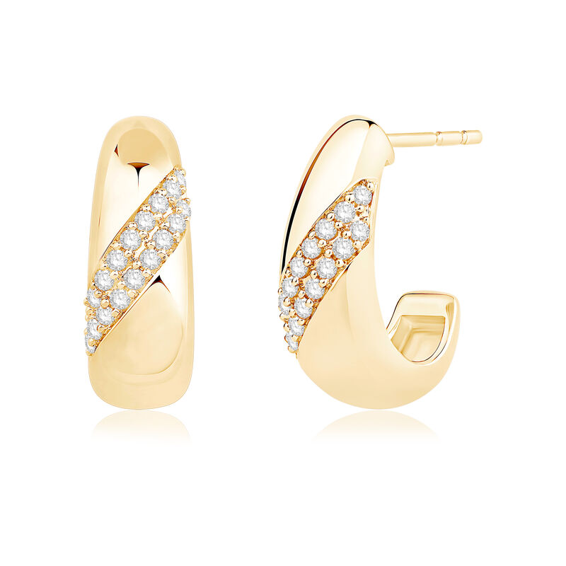Diamond Hoop Earrings in 10k Yellow Gold image number null